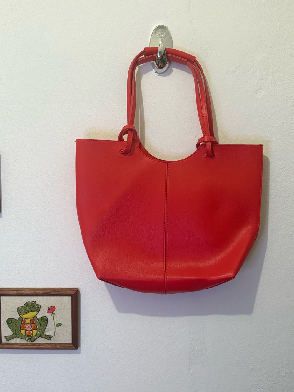 Women's Large Neiman Marcus Coral Red Oversized Tote Shoulder Bag